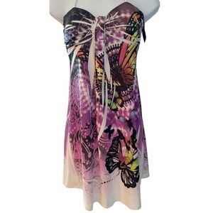 Joyce Leslie Womens Mini Dress Vintage Y2K Babydoll Halter Fairycore Butterfly